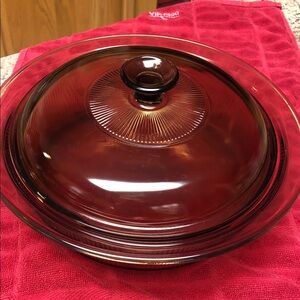Corning VISION Amber Brown Glass Covered Casserole Dish